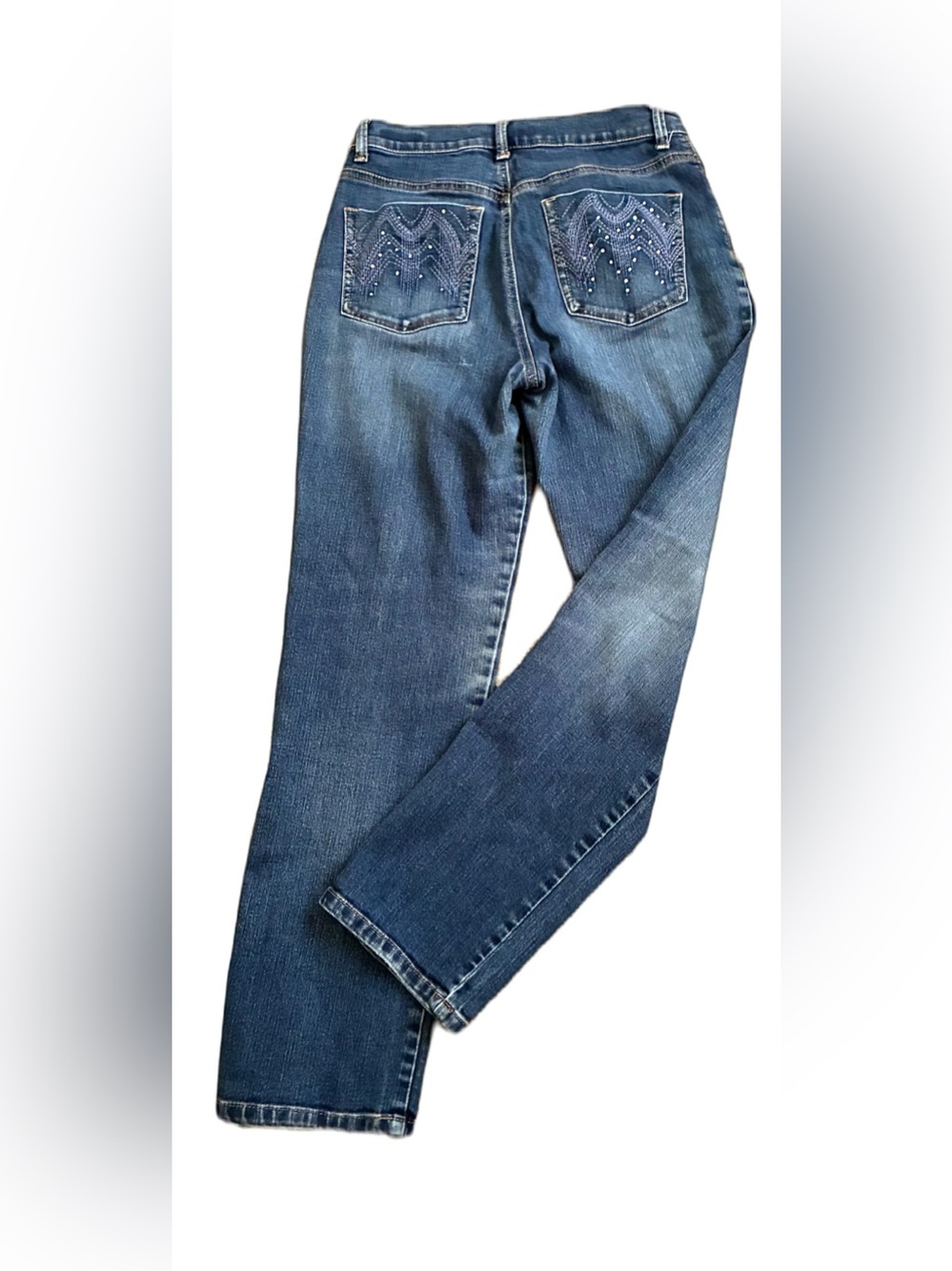 Gloria Vanderbilt Amanda Jeans, Sz. 6/Missy/Short, Embroidery & Gems on Pockets
